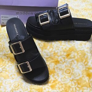 Madden Girl Black Slide Sandals